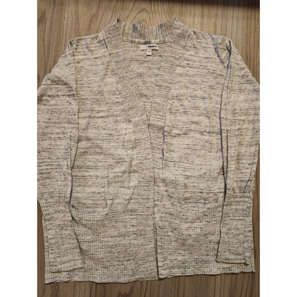Sonoma Goods For Life Open Cardigan Women's Size X-Large Gray and White